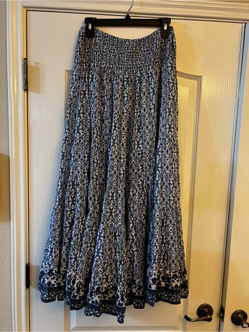 Solitaire Navy and White High-Low Boho Maxi Skirt - Picture 3 of 7